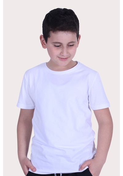 Fyk Kids Düz Model Farklı Renk Seçeneği Ile Unisex Çocuk Tişört Beyaz