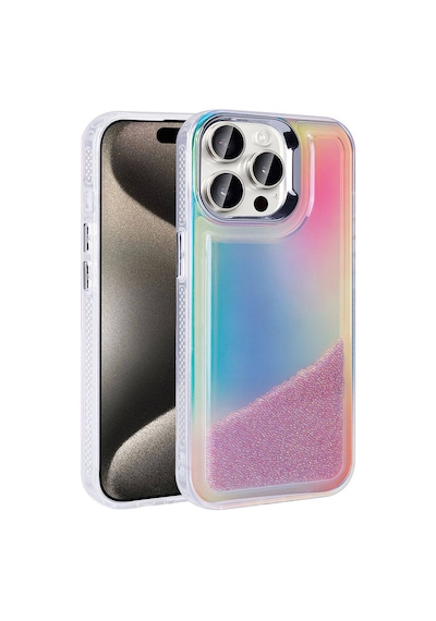 Apple Uyumlu iPhone 15 Pro Max Kılıf Airbagli Renkli Arka Yüzey Boncuk Tasarımlı Tchs Kumul Kapak - Mor Mor