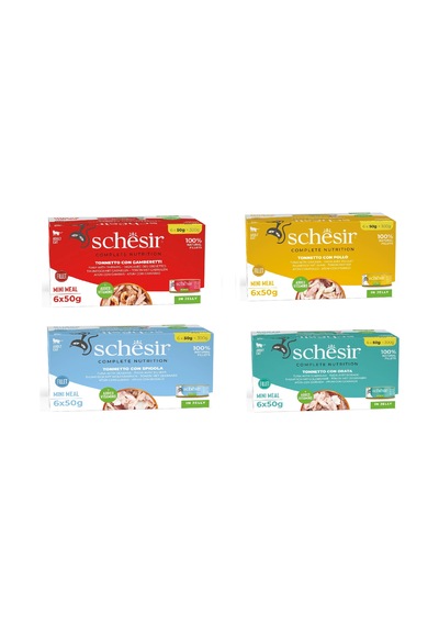 Schesir 4 Çeşit Karma Tam Ve Dengeli Jöleli Multipack Kedi Konservesi 6 X 50 G 4 Lü Paket