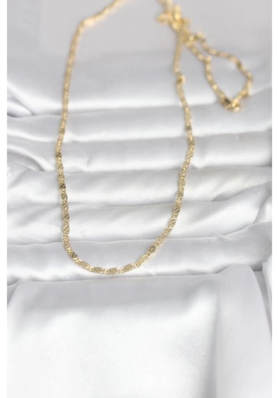 Ceylan Adam Cm 14k Gold Renk Çizgi Lazer Model 60 Cm Kadın Kolye Çok Renkli