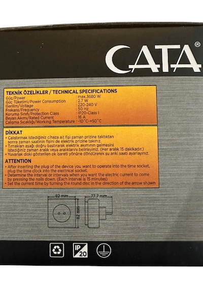 Cata Ct-9180 3680w 16 Amper Mekanik Zaman Saati 8 Adet