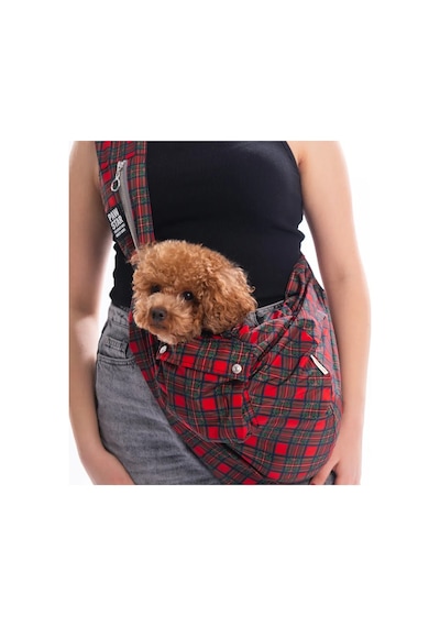 Pawstar Red Elgin Paws Crossbody Küçük Irk Köpek Çapraz Taşıma Çantası İçi Tay Tüyü