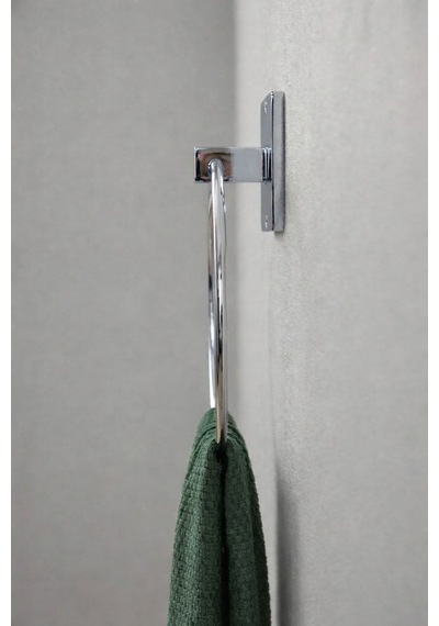 Yapışkanlı Krom Halka Havluluk Duvar Tipi Delme Gerektirmez Banyo Havlu Askılığı S-102 Ktk Krom