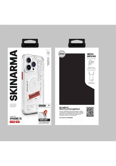 Apple Uyumlu iPhone 15 Pro Max Kılıf Skinarma Magsafe Şarj Özellik Yazı Desenli Airbag Orion Kapak Şeffaf