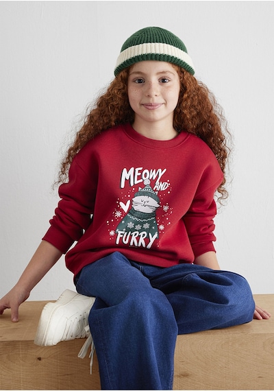 Mavi - Yılbaşı Temalı Kırmızı Sweatshirt 7s10180-70390