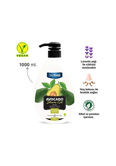 Deep Fresh Duş Jeli Avakado 1 L Acai Üzümü