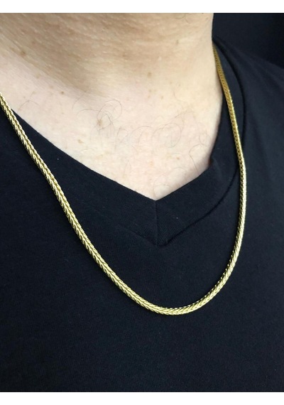 Vog Unisex 2.5mm 60 Cm Çelik Tilki Kuyruğu Sarı Renk Sevgiliye Eşe Babaya Hediye Kolye Sarı