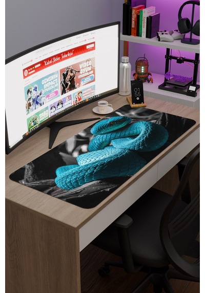 Yılan Kaymaz Dikişli Kauçuk Oyuncu Mousepad V1 - 90x40 Xxl Gaming Mouse Pad Fare Altlığı