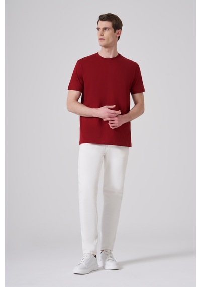 Morven Erkek Bordo Basic Bisiklet Yaka Dynamic Fit Pamuk T-shirt 26yc018008750 Bordo