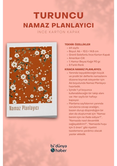1 Yıllık Namaz Planlayıcı Defterim - Turuncu Çok Renkli
