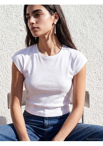 Lcw Vision Beyaz Bisiklet Yaka Kadın Crop