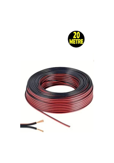 20 Metre Siyah 2 0,75 Hoparlör Ses Sitemi Kablosu - Hoporlör Elektrik Tesisat Kordon Kablosu