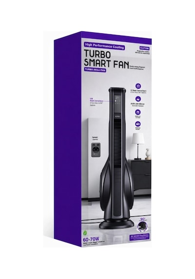Kule Tipi Vantilatör Turbo Akıllı Fan - Hava Temizleme & Aromaterapi Özellikli - 70w Serinletici Fan