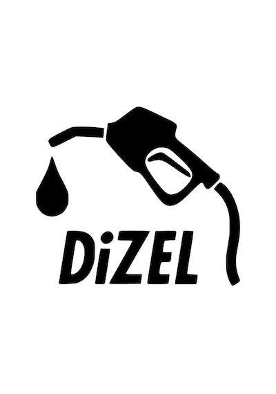 Dizel Pompa Sticker Oto Motor Laptop Duvar Folyo Sticker 10x10 Cm