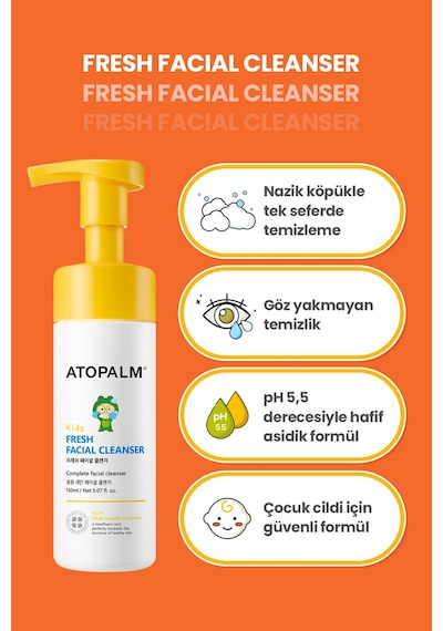 Atopalm Çocuklar İçin Göz Yakmayan Nemlendirici Yüz Temizleme Köpüğü 150 ML