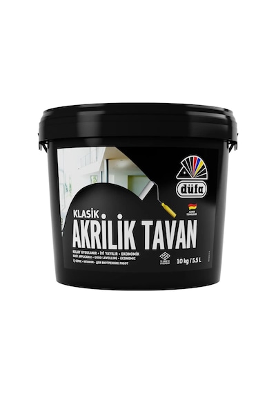 10 Kilogram Beyaz Akrilik Tavan Boyası 0.5 KG