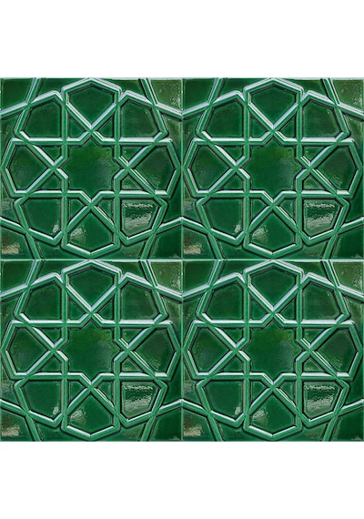 Armada Çini 20x20 Cm Rölyefli Yeşil Selçuklu Yıldızı Deseni Çini