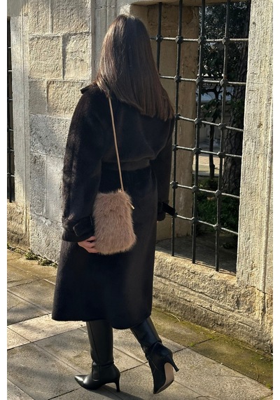 Mollycrush Kadın Askılı Peluş Bej Çanta Kürk Postacı Model Bej