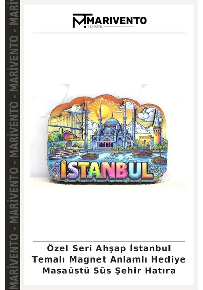 Özel Seri Ahşap İstanbul Temalı Magnet Anlamlı Hediye Masaüstü Süs Şehir Hatıra