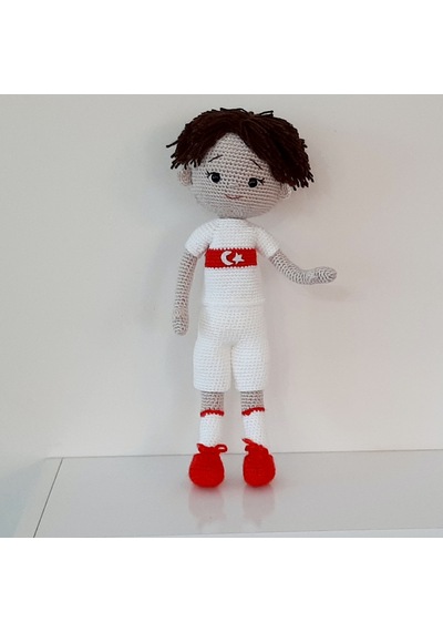 Amigurumi Örgü Oyuncak Milli Futbolcu Bebek Beyaz