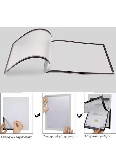 Fıxall Adhesıve Products Arkası Yapışkanlı Mıknatıslı Esnek Çerçeve Duyuru Panosu A3 Ebat Gri Genel