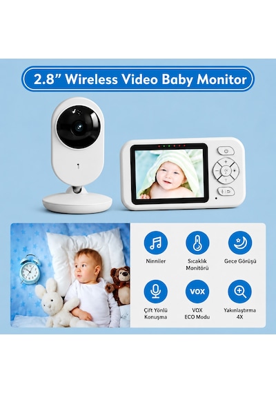 Bebek Kamerası Lcd Ekranlı Gece Görüşlü Bebek Telsizi Bebek Odası Kamerası Monitörü