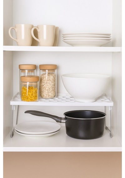 1 Adet Çok Amaçlı Raf Tabak,kupa,bardak Rafı Organizer Metal 34 X 25 Beyaz Tr Diğer