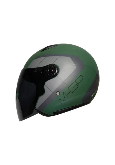 Motoanl Motosiklet Cargo Yarım Cam Ce Sertifikalı Abs Material Kapalı Kask Yeşil