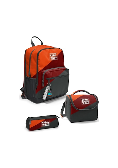 Coral High Koyu Gri Turuncu Bordo Renkli 3 Lü Okul Çanta Seti Set0123692 Bordo - Kırmızı