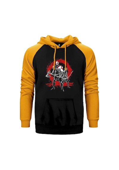 God Of War Logo Lineage Sarı Renk Reglan Kol Kapşonlu Sweatshirt Sarı