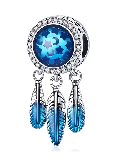 Fubena Mavi Taşlı Spiritüel Gümüş Charm