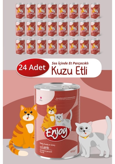 Enjoy Kuzu Etli Kedi Konservesi Sos İçinde Et Parçacıklı 400 Gr X24