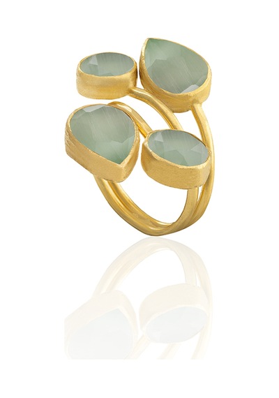 Kadir Jewellery 22 Ayar Altın Kaplama Zirkon Taşlı Kadın Vintage Yüzük Açık Yeşil 80325303