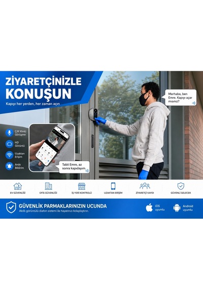 Cmr101 Akıllı Kapı Zili İle Güvende Kalın Akıllı Kamera İle 7/24 Koruma Tek Dokunuşta Güvenlik