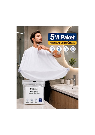 5 Li Kullan At Sakal Örtüsü Vantuzlu Sakal Kesim Önlüğü Pratik Ve Kolay Temizlik