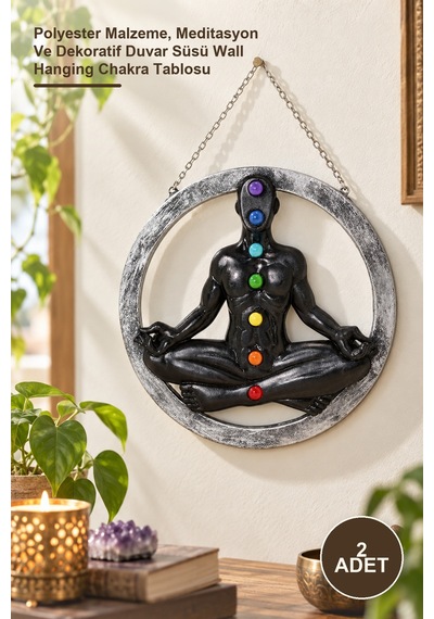 2 Adet 7 Chakra Duvara Asmalı Pano Polyester Malzeme, Meditasyon Ve Dekoratif Duvar Süsü Wall Hanging Chakra Tablosu 1
