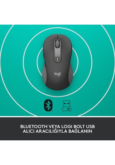 Logitech Signature M650 Küçük Ve Orta Boy Sağ El Için Sessiz Kablosuz Mouse, Siyah 910-006253