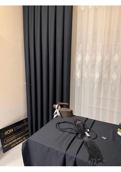 Nivemeshome Roma Keten 1/3 Sık Pileli Antrasit Fon Perde Apm Antrasit