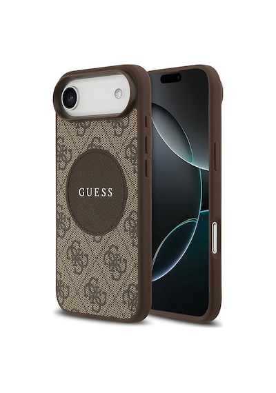 Apple Uyumlu iPhone 17 Air Kılıf Guess Lisanslı M-safeli Yazı Logolu Circle Classic Kapak Kahverengi Kahverengi