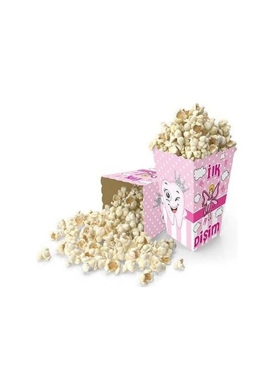 8 Adet - Mısır Kutusu Popcorn Diş Partisi Kız Pembe Diş Buğdayı Parti Seti