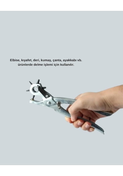 Metal Gövdeli Ayarlanabilir Deri Delme Pensesi 2.5 5 Mm Delik Açma Aracı Gümüş