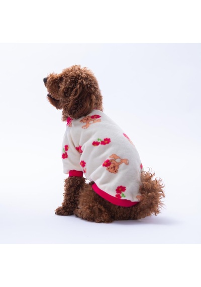 Teddy Bloom Ayıcık Ve Çiçek Desenli Sweat Kedi Köpek Sweati Kedi Köpek Kıyafeti Köpek Peluşu Sıcak Tutan Sweat