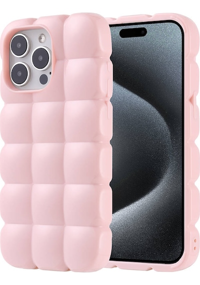 Apple Uyumlu iPhone 15 Pro Max Kılıf Parlak Esnek Silikon Zore Dom Dom Kapak Pembe