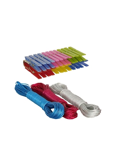Çelik Çamaşır İpi 10 Metre X 3 Adet 24 Adet Plastik Çamaşır Mandal Hediye 10 Diğer