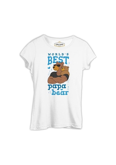 World's Best Papa Bear Beyaz Kadın Tshirt 001