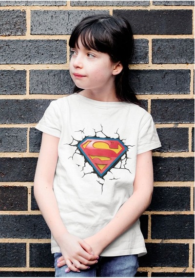 Sevbano Süperman Logo Baskılı Unisex Süper Kahraman Film Çocuk Tişört 1- Beyaz