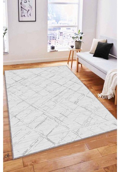 Gri Spor Kaymaz Tabanlı Makinede Yıkanabilir Halı Cz001n11