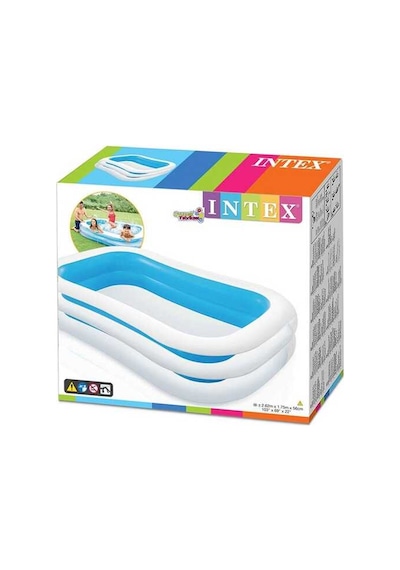 Intex 56483 Büyük Şişme Aile Havuzu Dış Bölme Şeffaf 262x175x56 c Çok Renkli