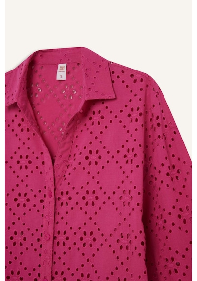 Defacto Regular Fit Pamuklu Brode Plaj Gömleği C0506AX24SM Pembe