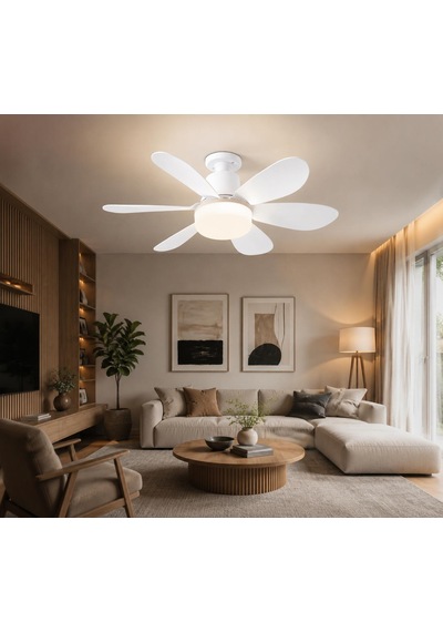 6 Kanat Uzaktan Kumandalı 3' Renk Ve Parlaklık Ayarlı Tavan Vantilatörü Beyaz